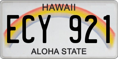 HI license plate ECY921