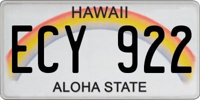 HI license plate ECY922