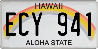 HI license plate ECY941