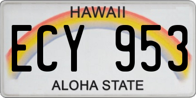 HI license plate ECY953