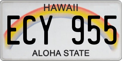 HI license plate ECY955