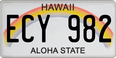 HI license plate ECY982