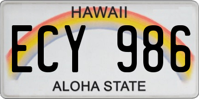 HI license plate ECY986