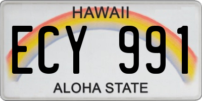 HI license plate ECY991