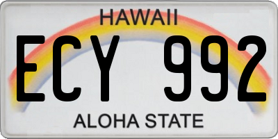 HI license plate ECY992