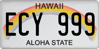 HI license plate ECY999