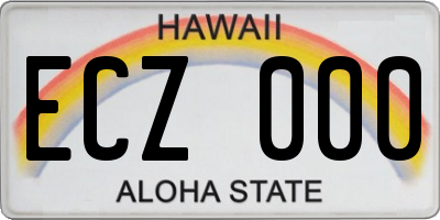 HI license plate ECZ000