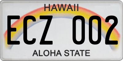 HI license plate ECZ002