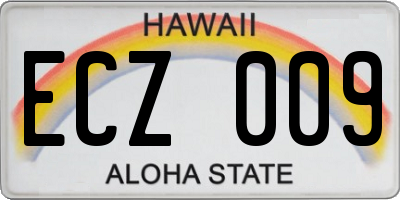 HI license plate ECZ009