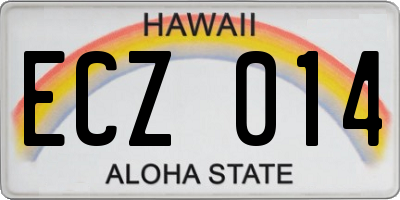HI license plate ECZ014