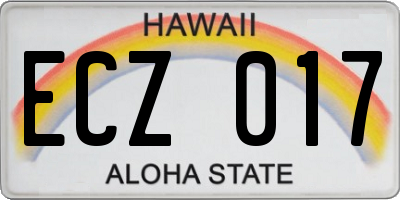 HI license plate ECZ017