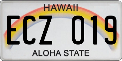 HI license plate ECZ019