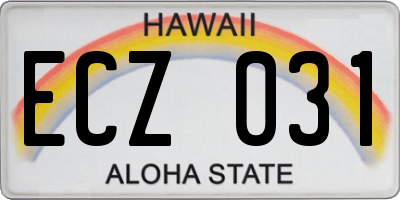 HI license plate ECZ031