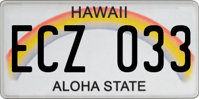 HI license plate ECZ033