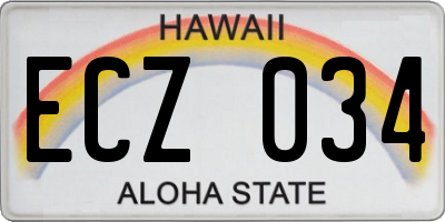 HI license plate ECZ034