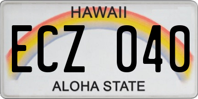 HI license plate ECZ040