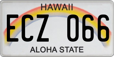HI license plate ECZ066