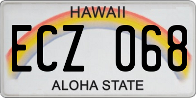 HI license plate ECZ068