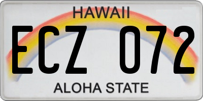 HI license plate ECZ072