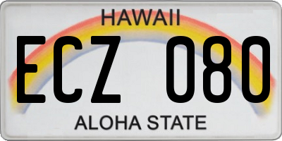 HI license plate ECZ080
