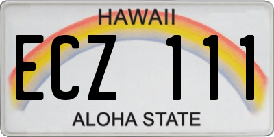 HI license plate ECZ111
