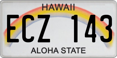 HI license plate ECZ143