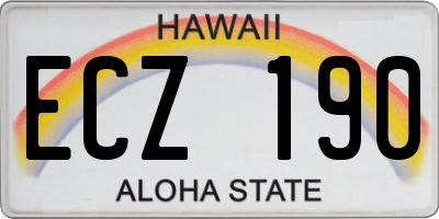 HI license plate ECZ190