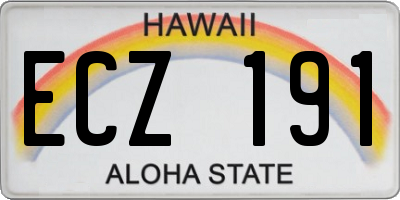 HI license plate ECZ191