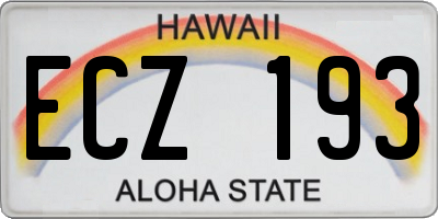HI license plate ECZ193