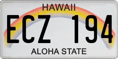 HI license plate ECZ194