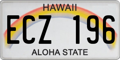 HI license plate ECZ196