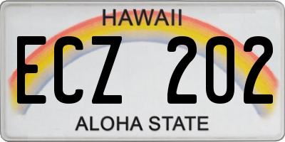 HI license plate ECZ202