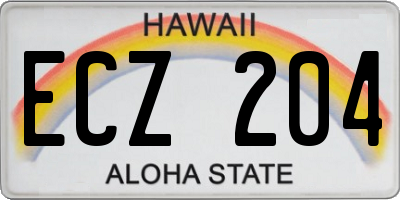 HI license plate ECZ204