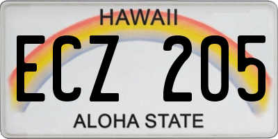 HI license plate ECZ205