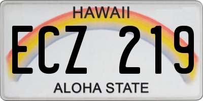 HI license plate ECZ219