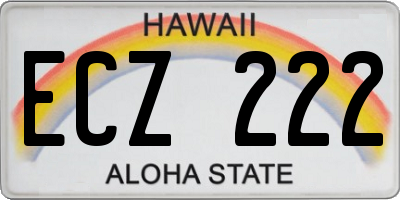 HI license plate ECZ222