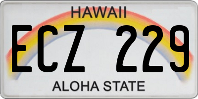 HI license plate ECZ229
