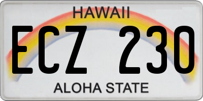 HI license plate ECZ230