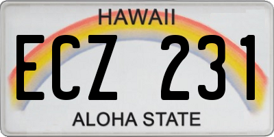 HI license plate ECZ231