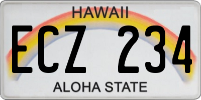 HI license plate ECZ234