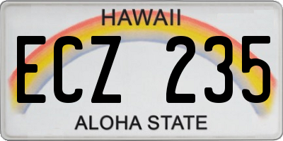 HI license plate ECZ235