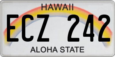 HI license plate ECZ242
