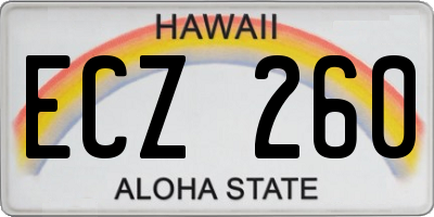 HI license plate ECZ260