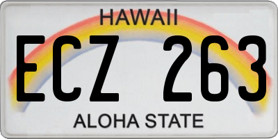 HI license plate ECZ263