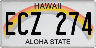 HI license plate ECZ274