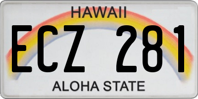 HI license plate ECZ281