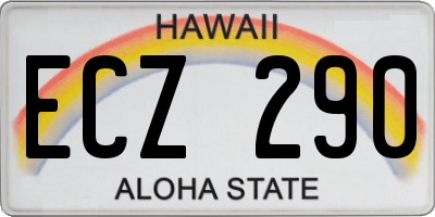 HI license plate ECZ290