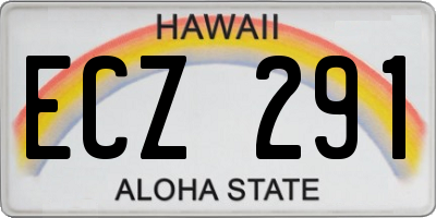 HI license plate ECZ291