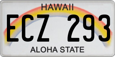 HI license plate ECZ293