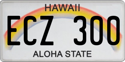 HI license plate ECZ300